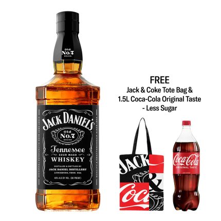 [Bundle Deal] Jack Daniel's Old No. 7 Tennessee Whiskey + FREE Jack & Coke Tote Bag & 1.5L Coca-Cola Original Taste